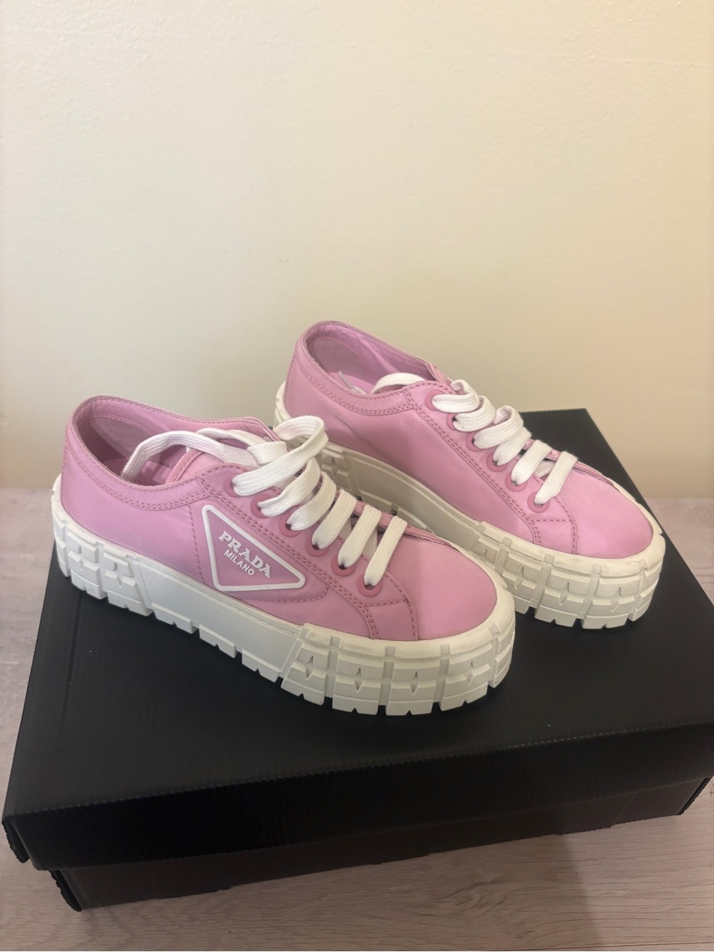Prada Pink Low-Top Platform Sneakers